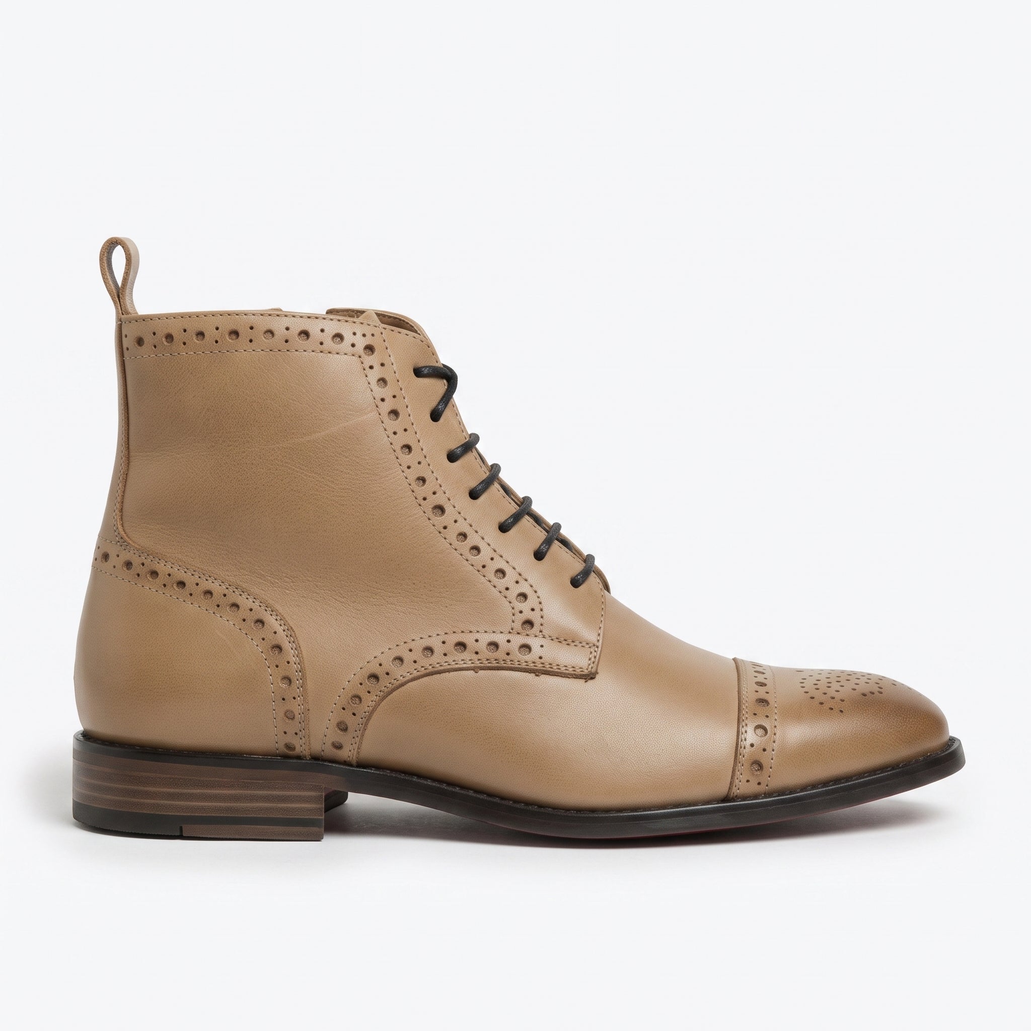 Men's Tan Cap-Toe Leather Derby Boots — Eltham