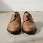 Men's Tan Cap-Toe Leather Derby — Goldney