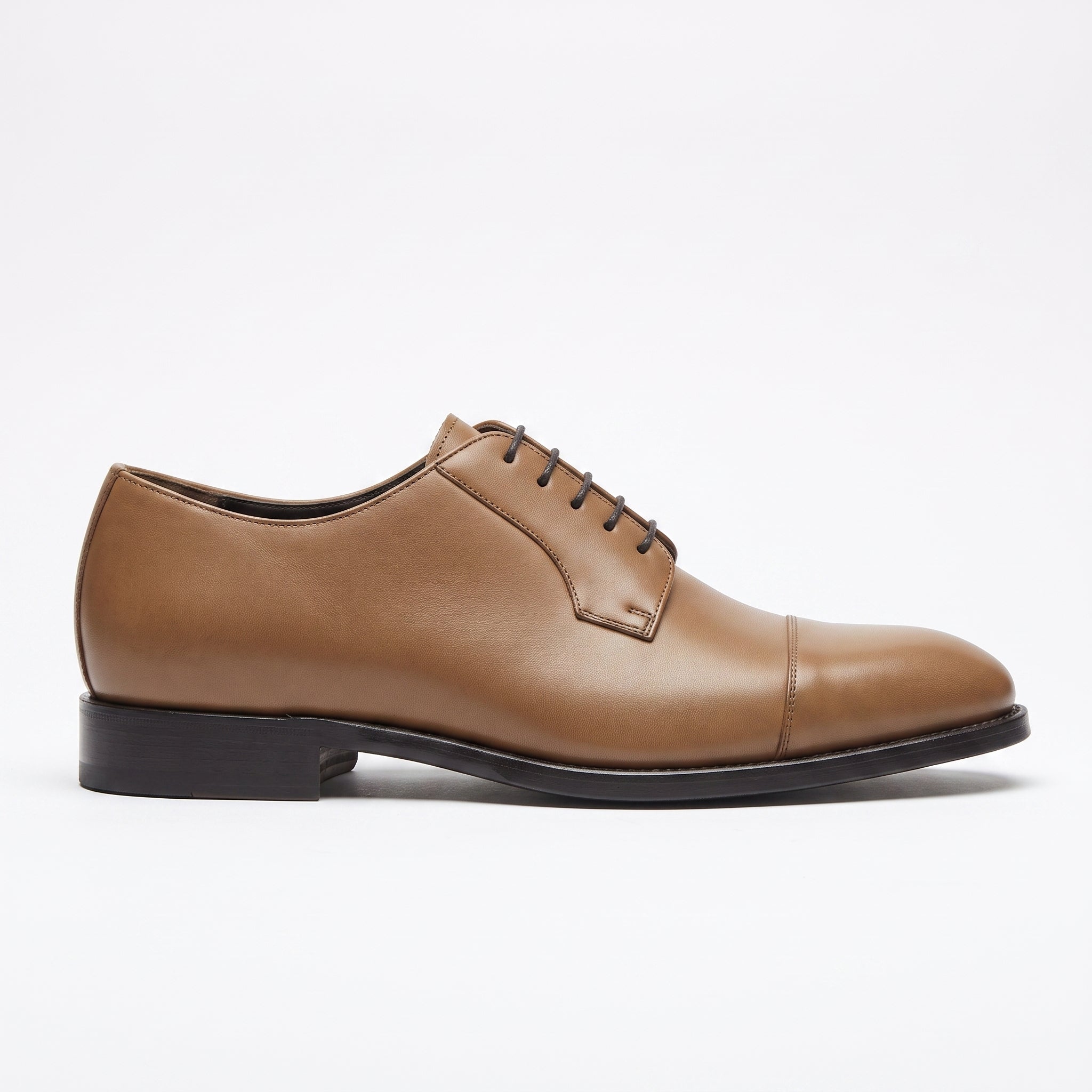 Men's Tan Cap-Toe Leather Derby — Goldney