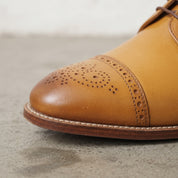 Men's Tan Semi-Brogue Cap-Toe Leather Derbys — Newgate