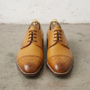 Men's Tan Semi-Brogue Cap-Toe Leather Derbys — Newgate