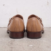 Men's Tan Cap-Toe Leather Double Monk Strap Shoes — Phillips — Phillips