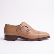 Men's Tan Cap-Toe Leather Double Monk Strap Shoes — Phillips — Phillips