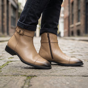 Men's Tan Cap-Toe Leather Jodhpur Boots — Reynolds