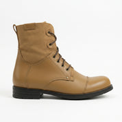 Men's Tan Cap-Toe Leather Lace-Up Combat Boots — Alderley