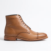 Men's Tan Cap-Toe Leather Oxford Boots — Talbot