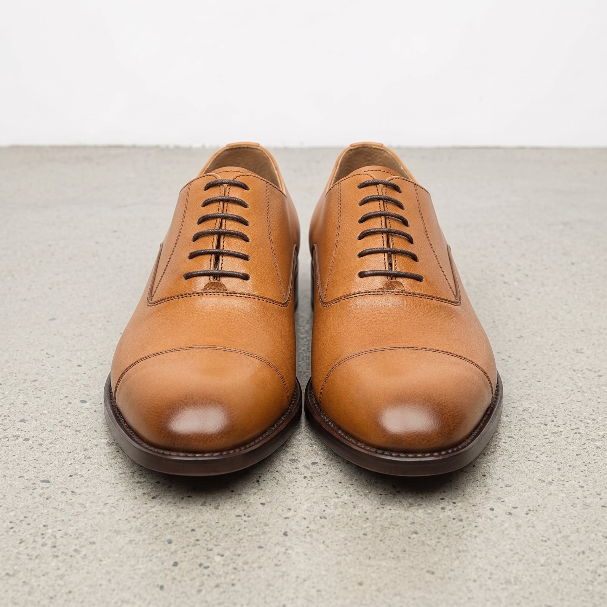 Men's Tan Cap-Toe Leather Oxfords — Ashperton
