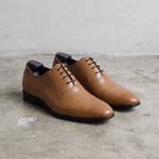 Men's Tan Cap-Toe Leather Oxfords — Aspall