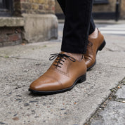 Men's Tan Cap-Toe Leather Oxfords — Aspall