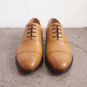 Men's Tan Cap-Toe Leather Oxfords — Churwell