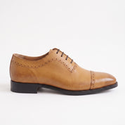 Men's Tan Cap-Toe Leather Oxfords — Churwell