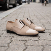 Men's Tan Cap-Toe Suede and Leather Oxfords — Doveton