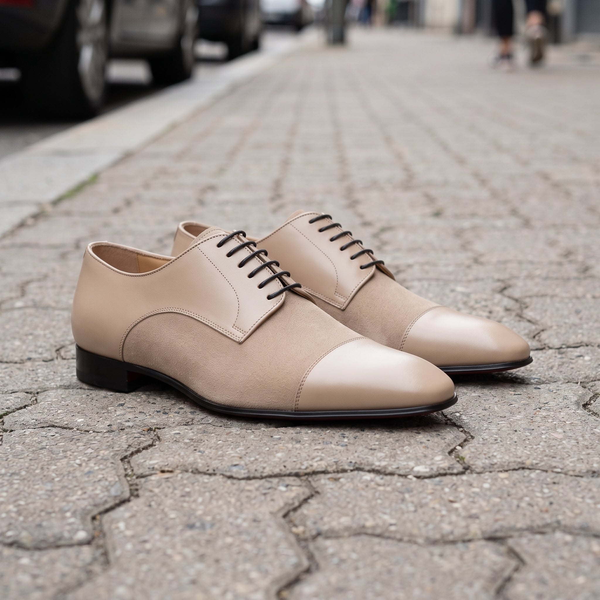 Men's Tan Cap-Toe Suede and Leather Oxfords — Doveton