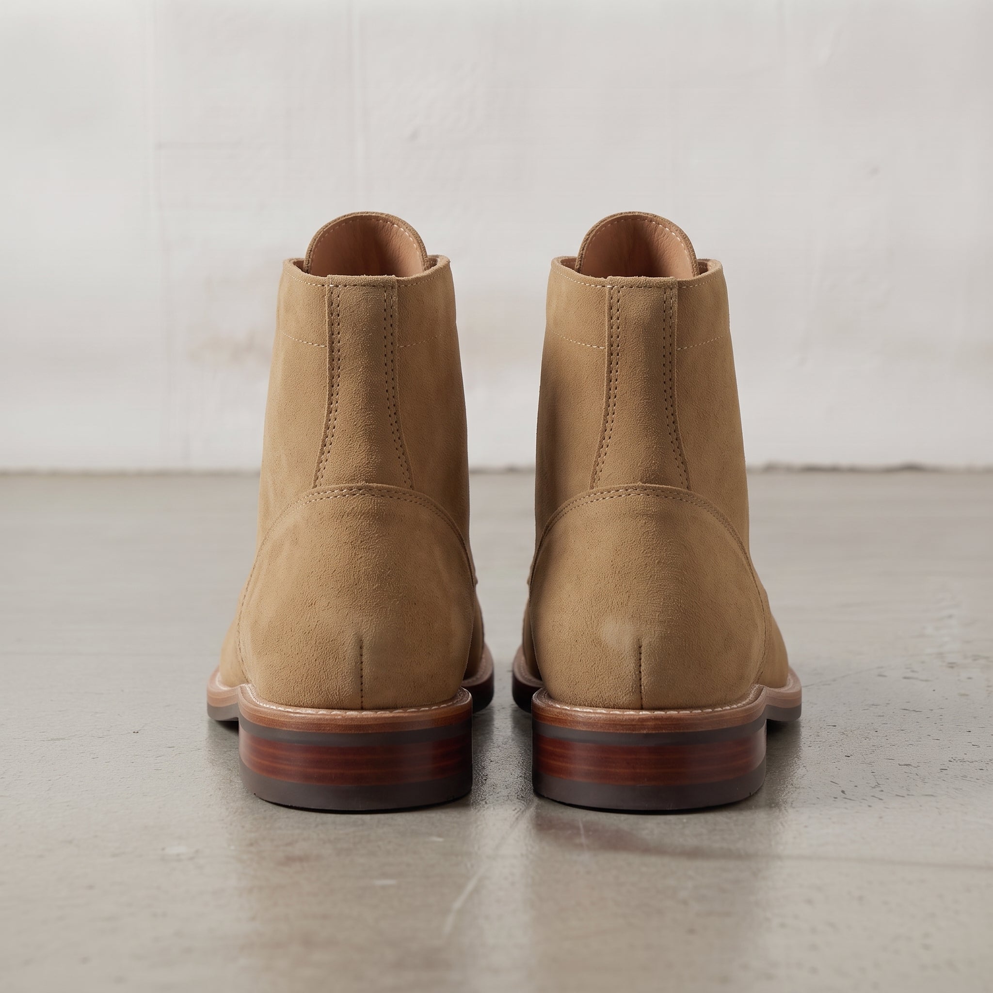 Men's Tan Cap-Toe Suede Ankle Lace-Up Boots — Oxley