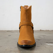 Mens Tan Color Suede Size Zipper Boots, Mens Fashion Ankle Style Boots - detail-view-showing-texture