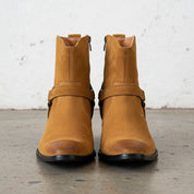 Mens Tan Color Suede Size Zipper Boots, Mens Fashion Ankle Style Boots - front-view