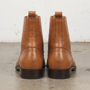Men's Tan Crocodile-Embossed Leather Ankle Boots — Chorley