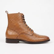 Men's Tan Crocodile-Embossed Leather Ankle Boots — Chorley