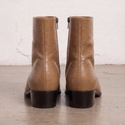 Men's Tan Crocodile-Embossed Leather Ankle Boots — Claydon