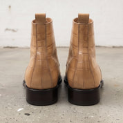 Men's Tan Crocodile-Embossed Leather Ankle Boots — Elbury