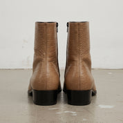 Men's Tan Crocodile-Embossed Leather Ankle Boots — Hindon