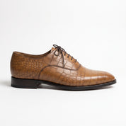 Men's Tan Crocodile-Embossed Leather Oxfords — Nettleton — Nettleton