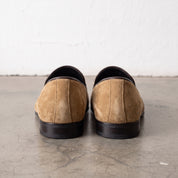Men's Tan Embroidered Suede Loafers — Alciston