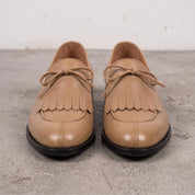 Men's Tan Fringe Apron-Toe Leather Loafers — Braydon