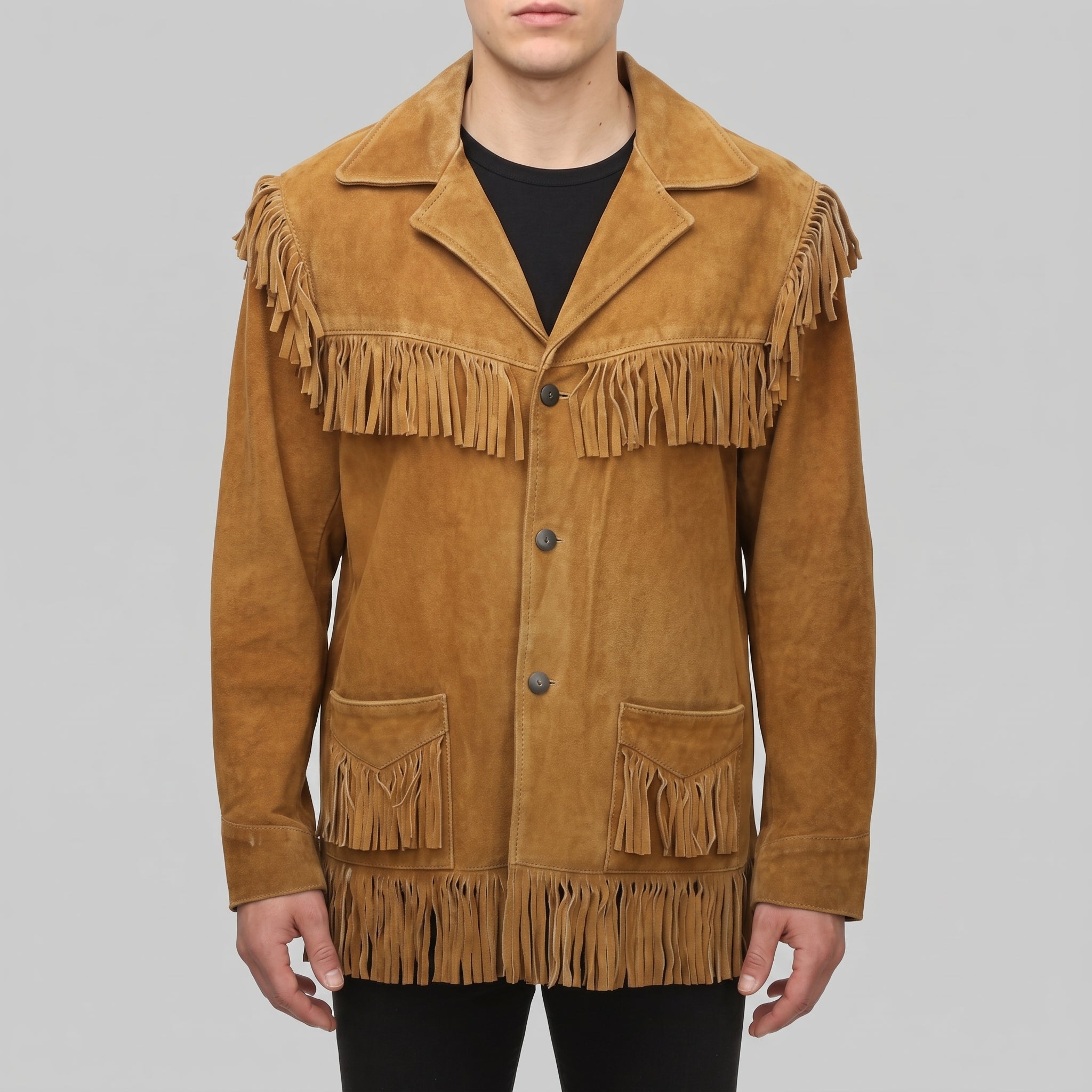 Men's Tan Fringe Suede Jacket — Cowbridge
