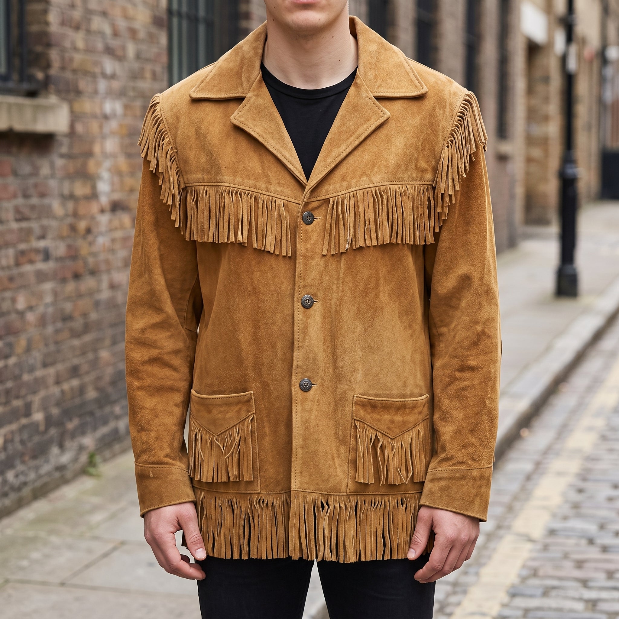 Men's Tan Fringe Suede Jacket — Cowbridge