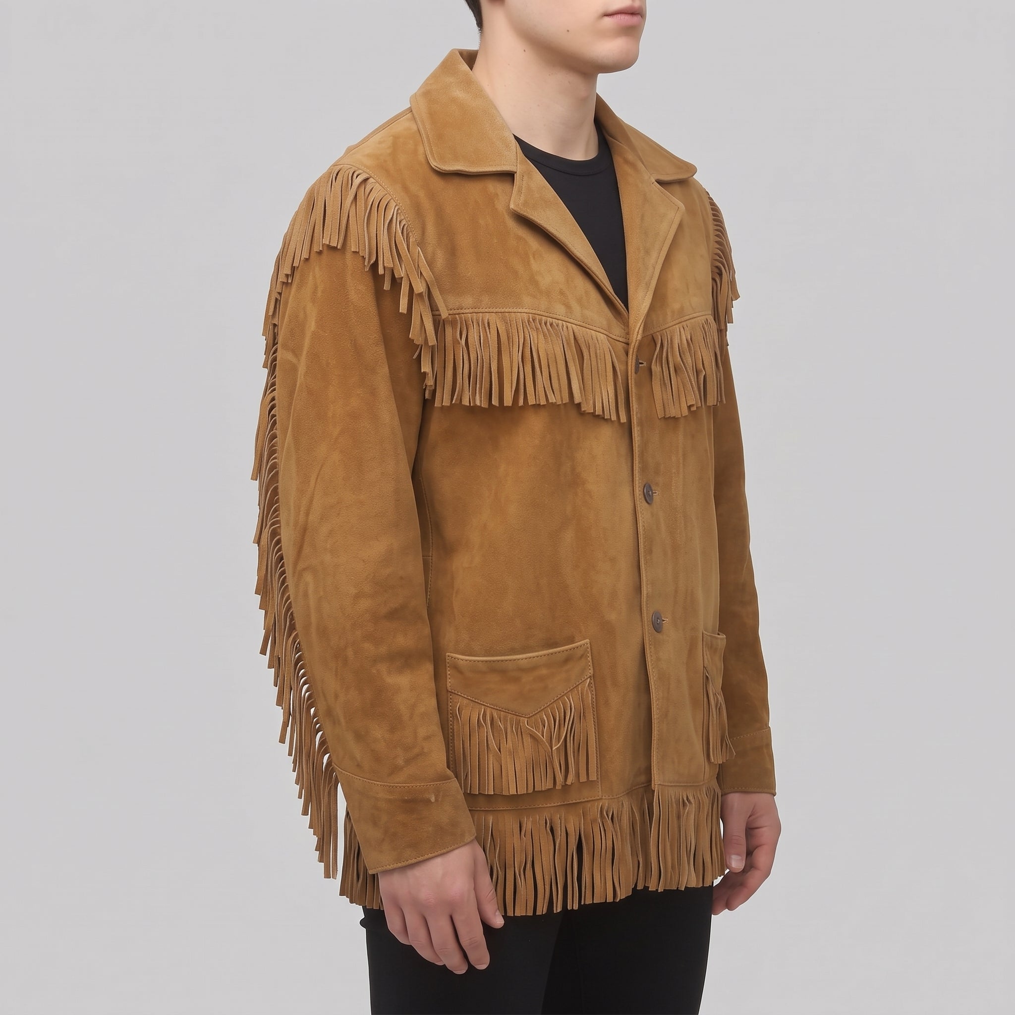 Men's Tan Fringe Suede Jacket — Cowbridge