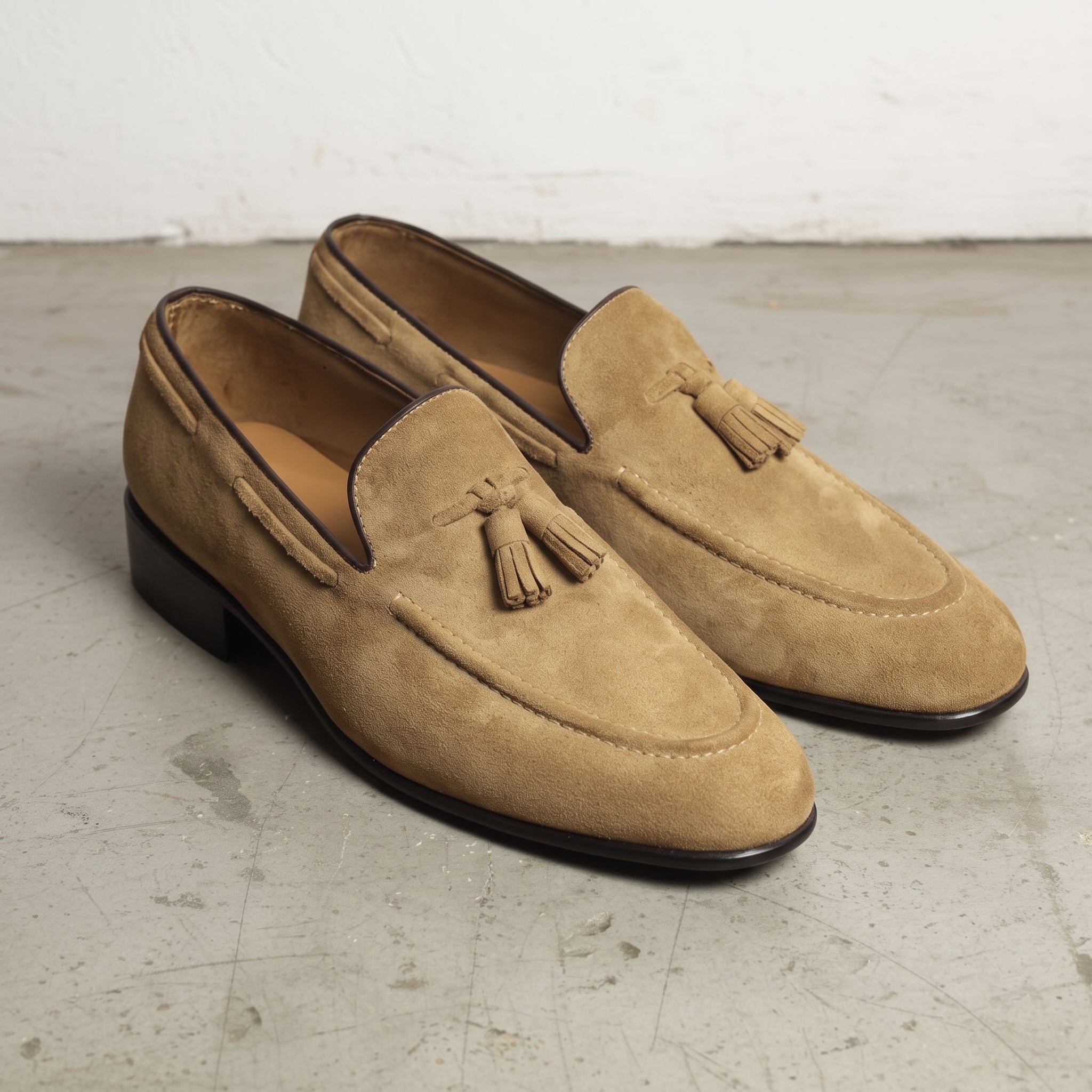 Men's Tan Fringe Suede Tassel Loafers — Colwell