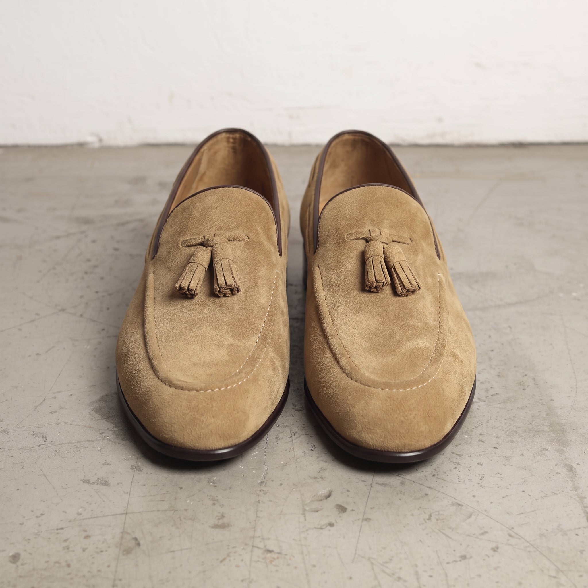 Men's Tan Fringe Suede Tassel Loafers — Colwell