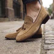 Men's Tan Fringe Suede Tassel Loafers — Colwell