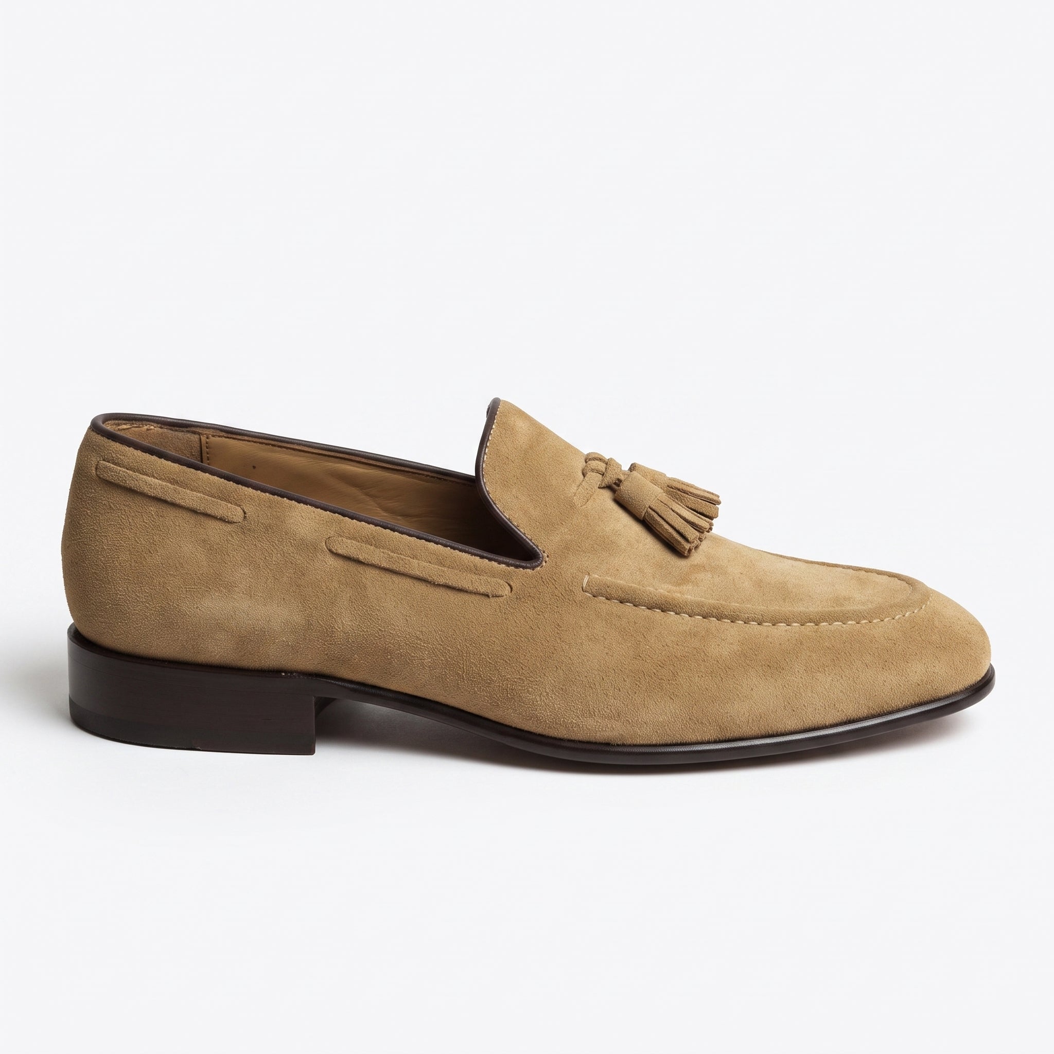 Men's Tan Fringe Suede Tassel Loafers — Colwell