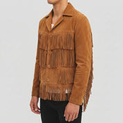 Men's Tan Fringe Suede Western Jacket — Carling