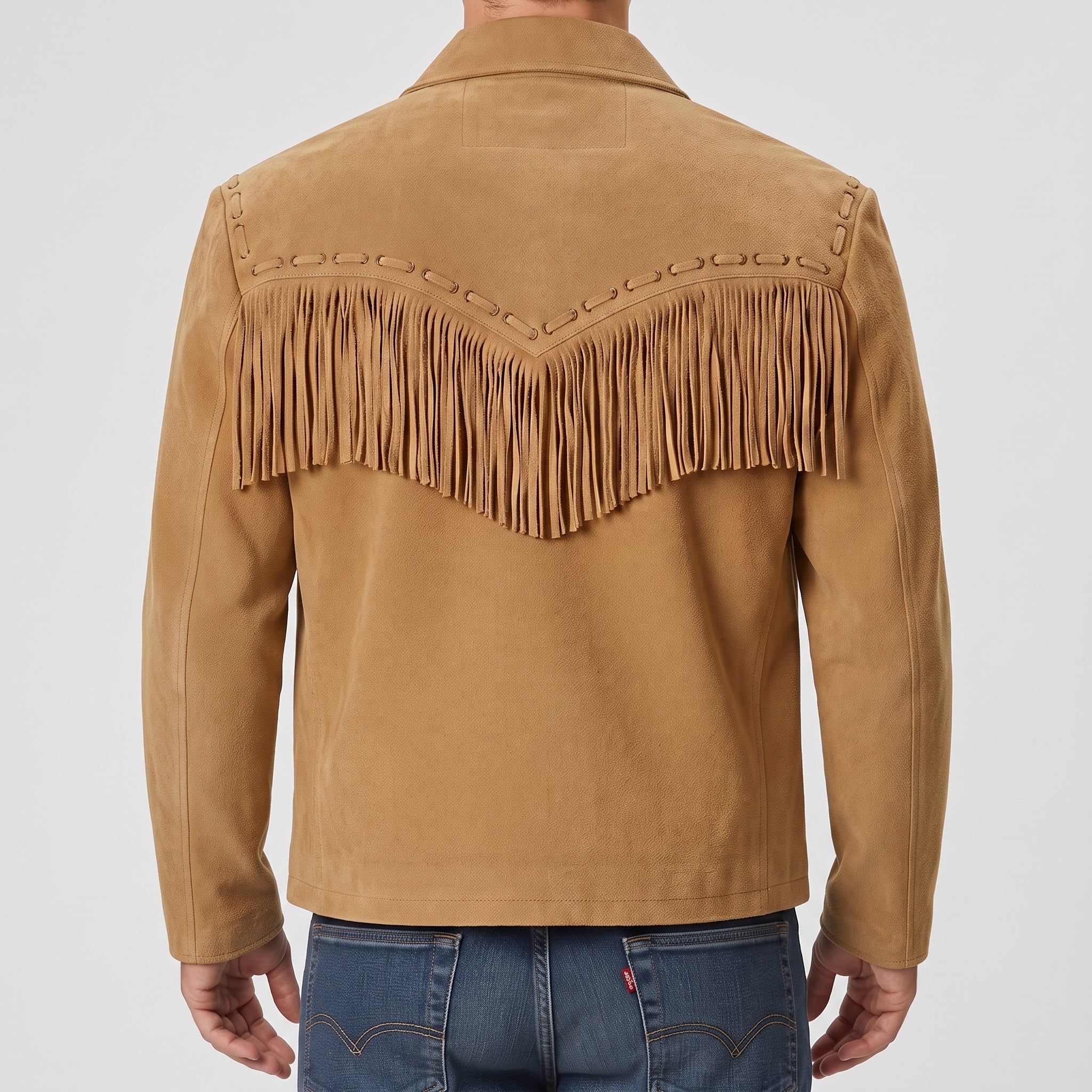 Men's Tan Fringe Suede Western Jacket — Lytton