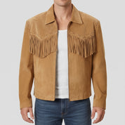 Men's Tan Fringe Suede Western Jacket — Lytton