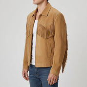 Men's Tan Fringe Suede Western Jacket — Lytton