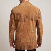 Men's Tan Fringed Suede Jacket — Crayford
