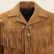Men's Tan Fringed Suede Jacket — Crayford