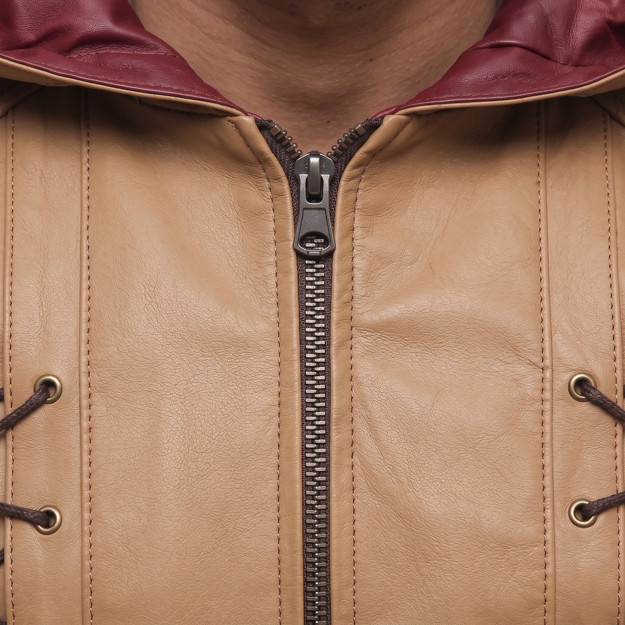 Men's Tan Hooded Leather Jacket — Bretherton