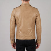 Men's Tan Leather Biker Jacket — Ampleforth