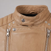 Men's Tan Leather Biker Jacket — Ampleforth