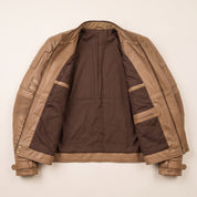 Men's Tan Leather Biker Jacket — Davenham