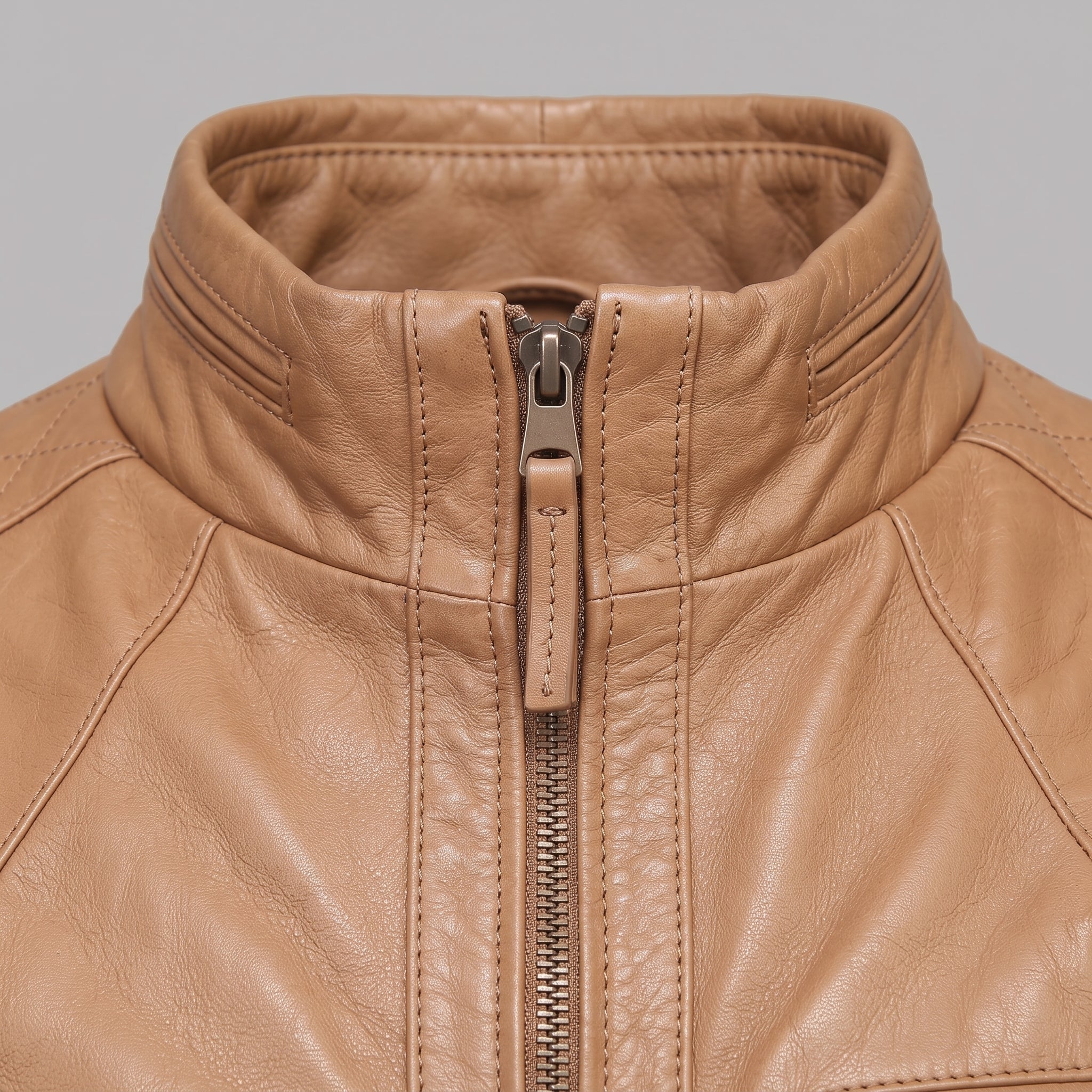 Men's Tan Leather Bomber Jacket — Dearden