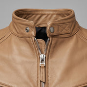 Men's Tan Leather Biker Jacket — Luton