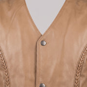 Men's Tan Leather Biker Vest — Culworth