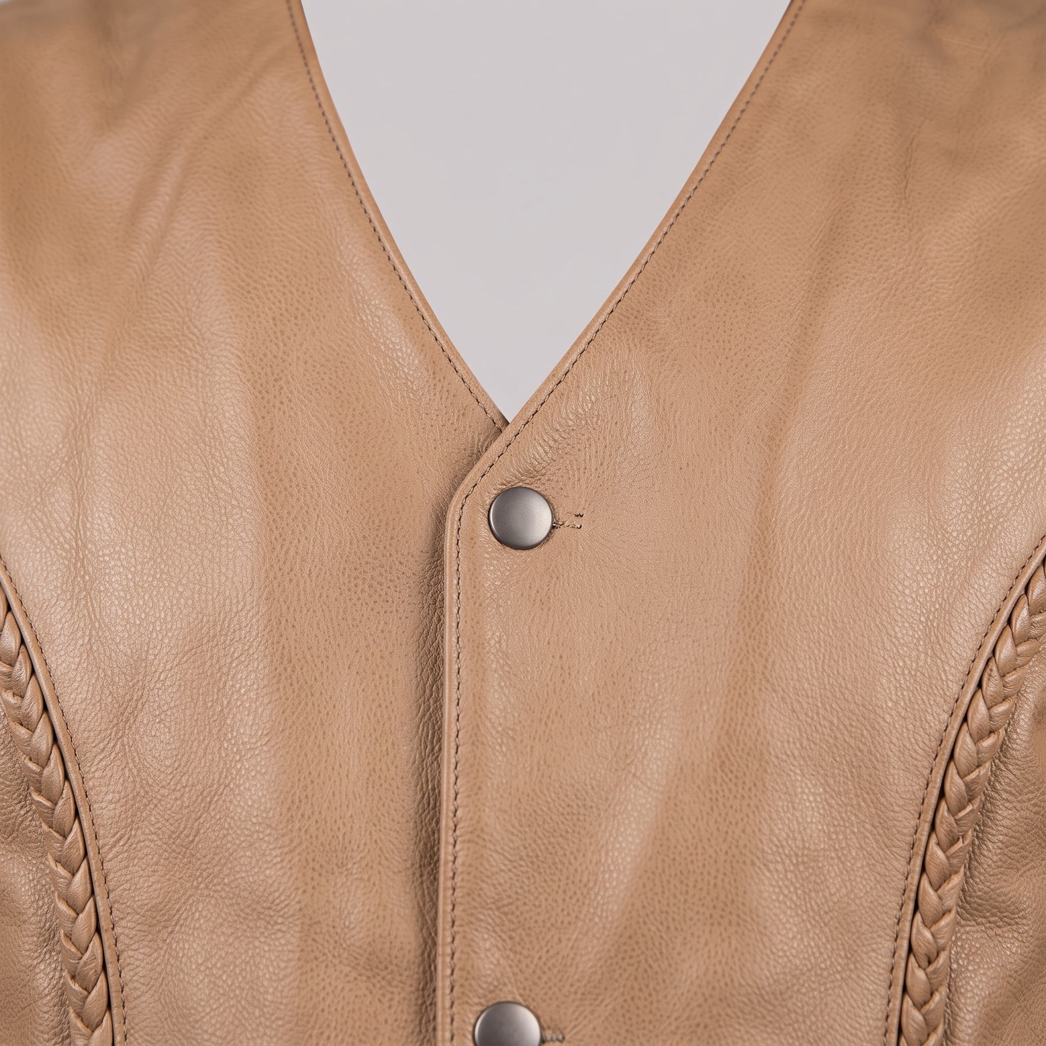 Men's Tan Leather Biker Vest — Culworth