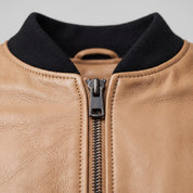 Men's Tan Leather Bomber Jacket — Hoby